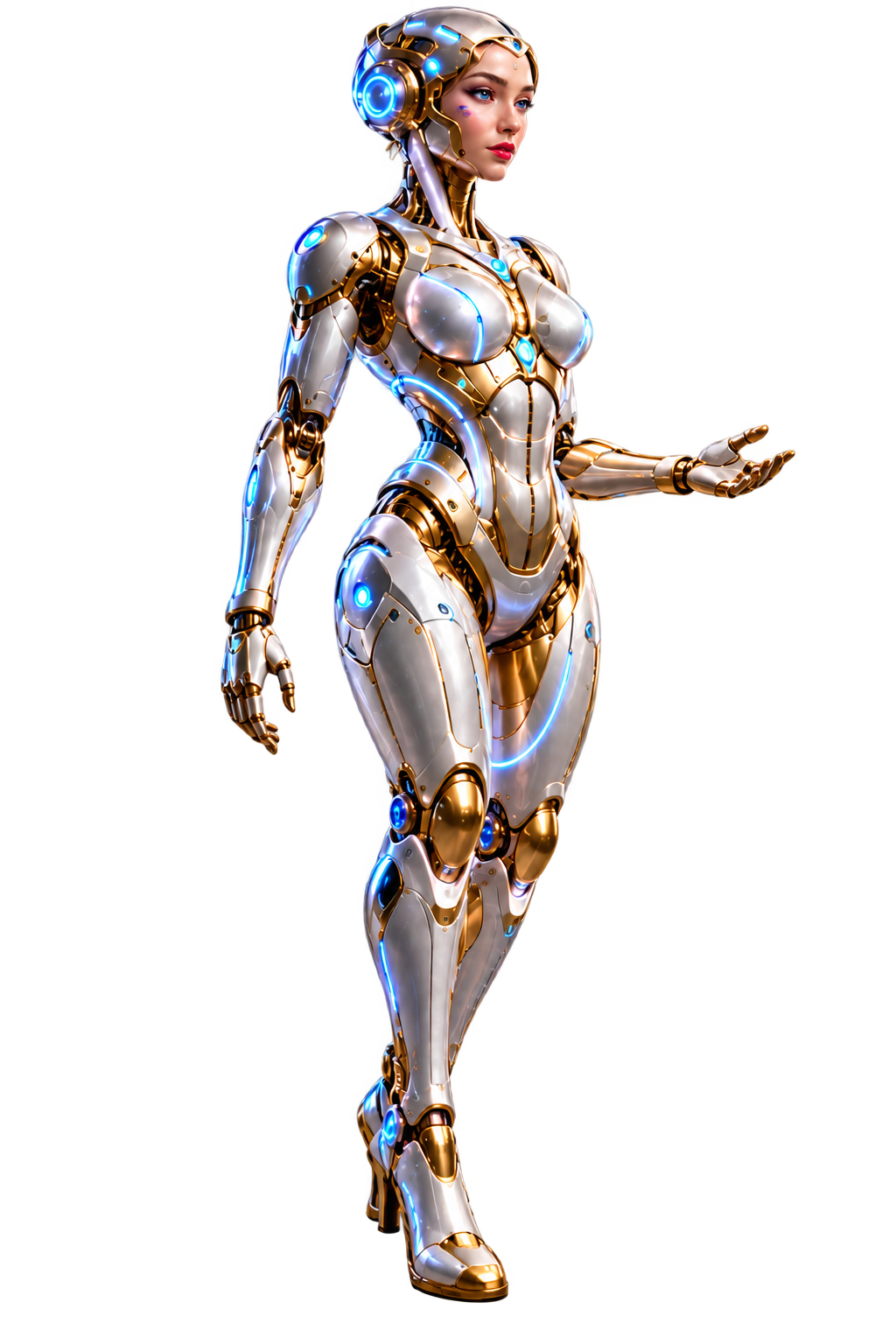 Androide blanco y dorado de StanNet AI